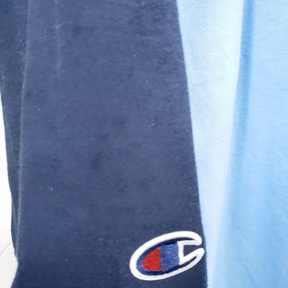 Champion Men's Three-Quarter Raglan Sleeve Baseball T-Shirt Size 2XL Blue - Picture 4 of 7